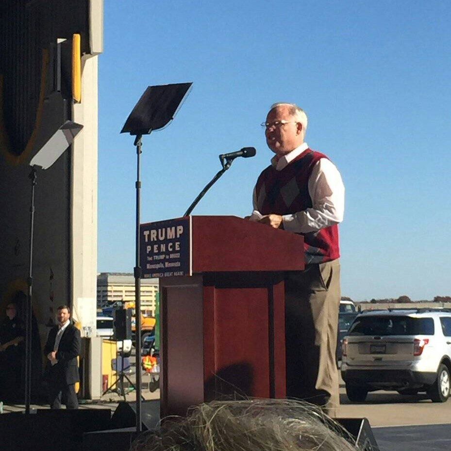 Speaking at a rally
